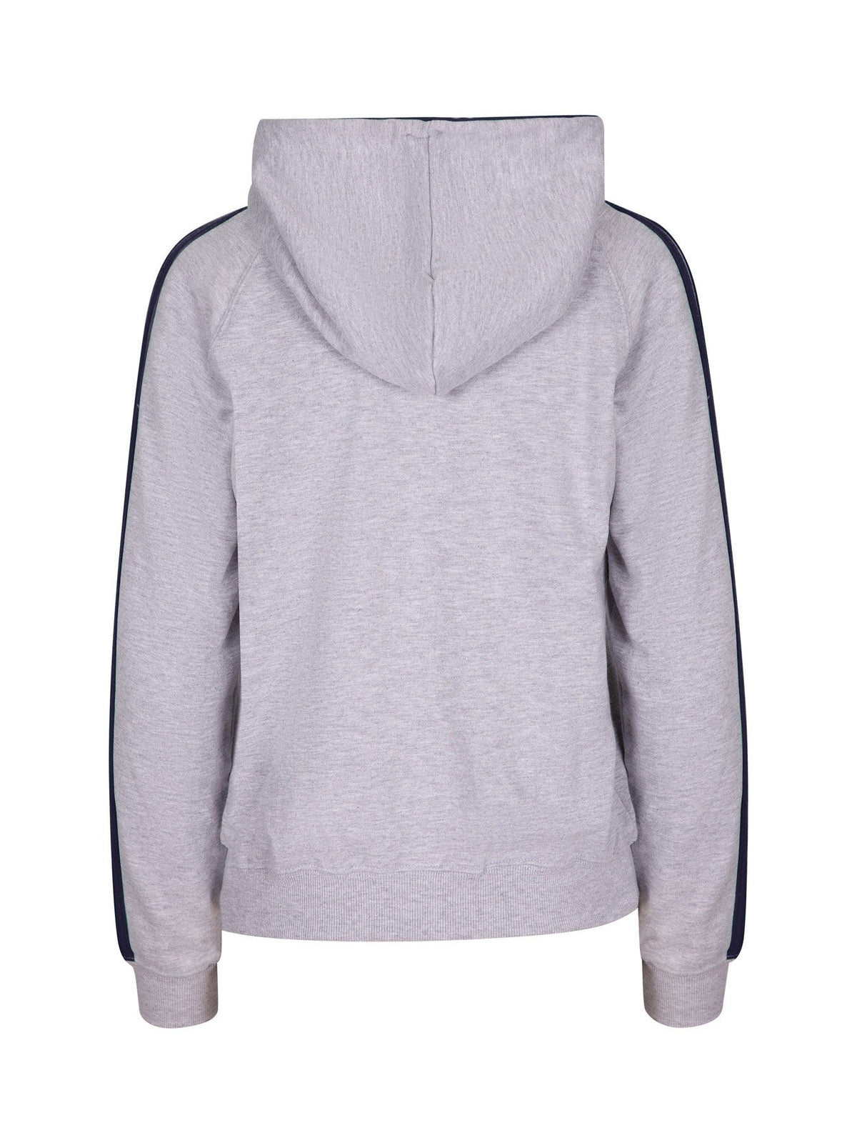 Womens/Junior stripe sleeves Hoodies - Grey Marl/Navy - Back