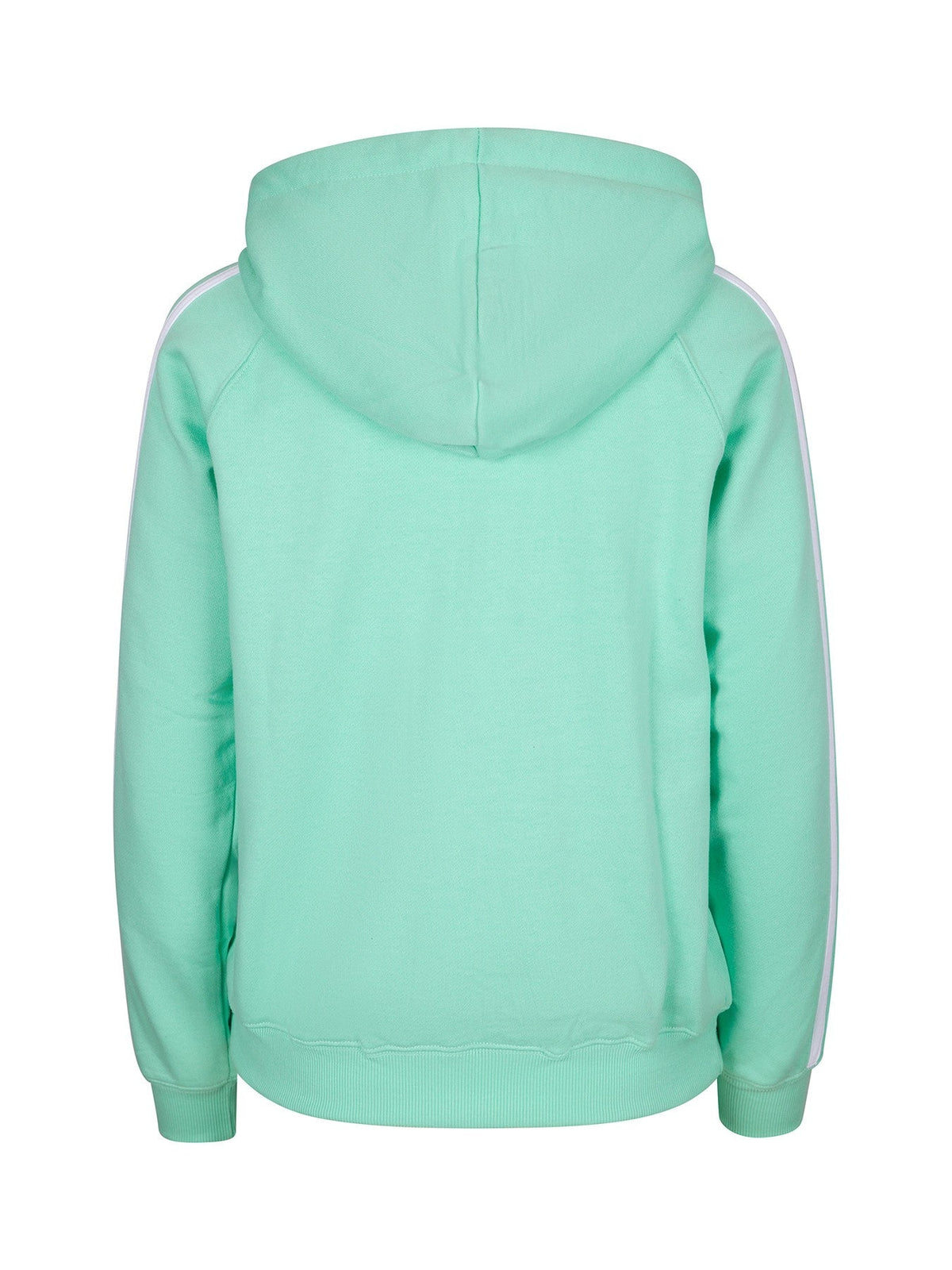Womens/Junior stripe sleeves Hoodies - Fresh Mint/White - Back