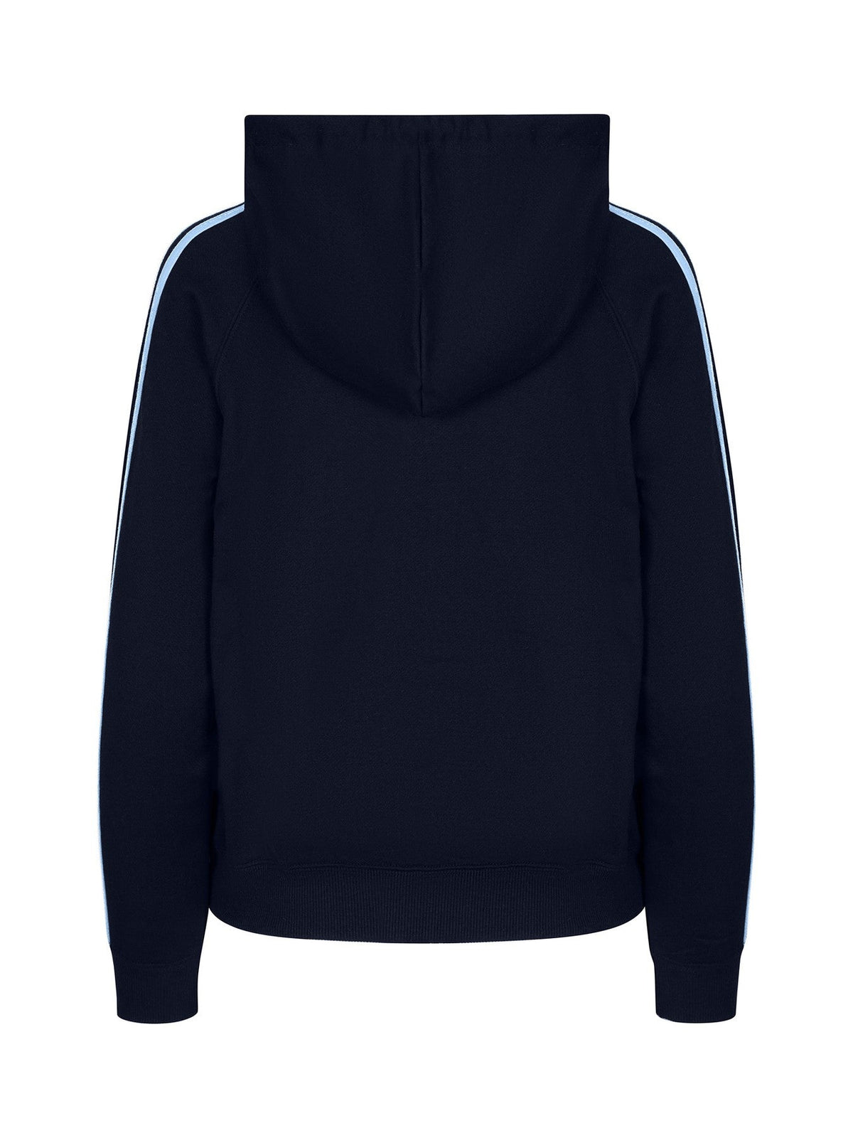 Womens/Junior stripe sleeves Hoodies - Navy/Sky Blue - Back