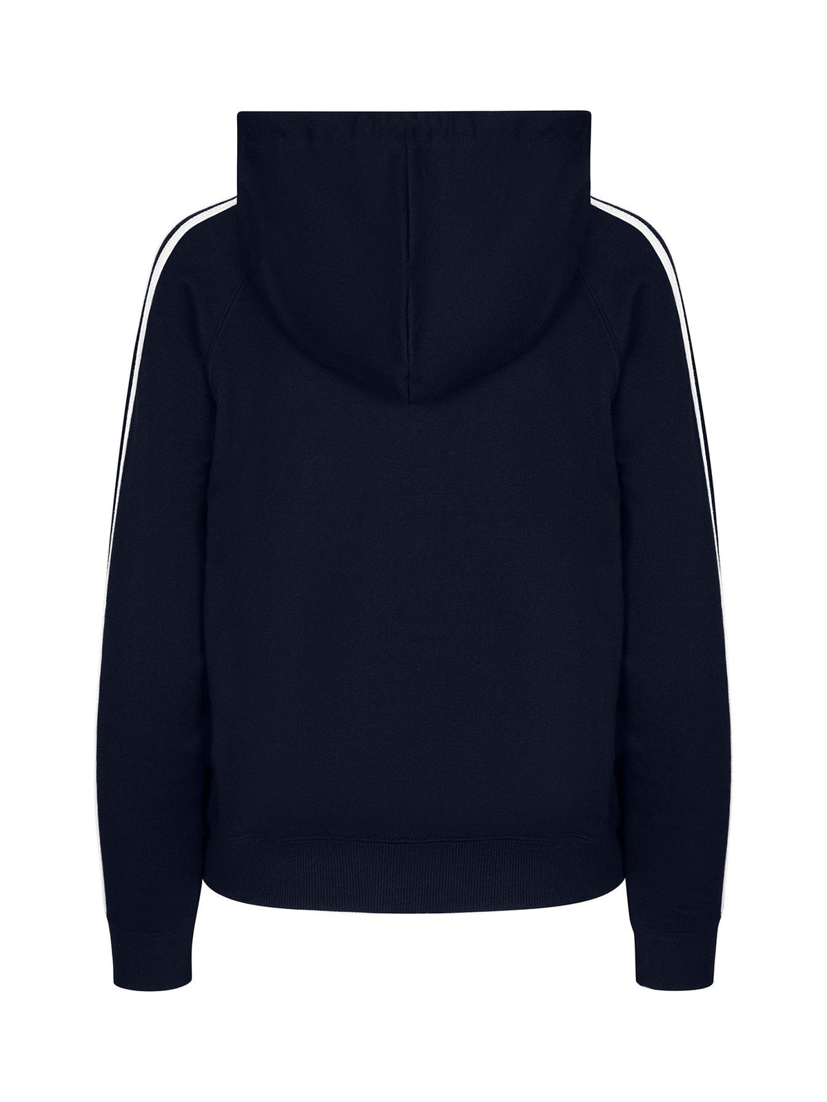 Womens/Junior stripe sleeves Hoodies - Navy/White - Back