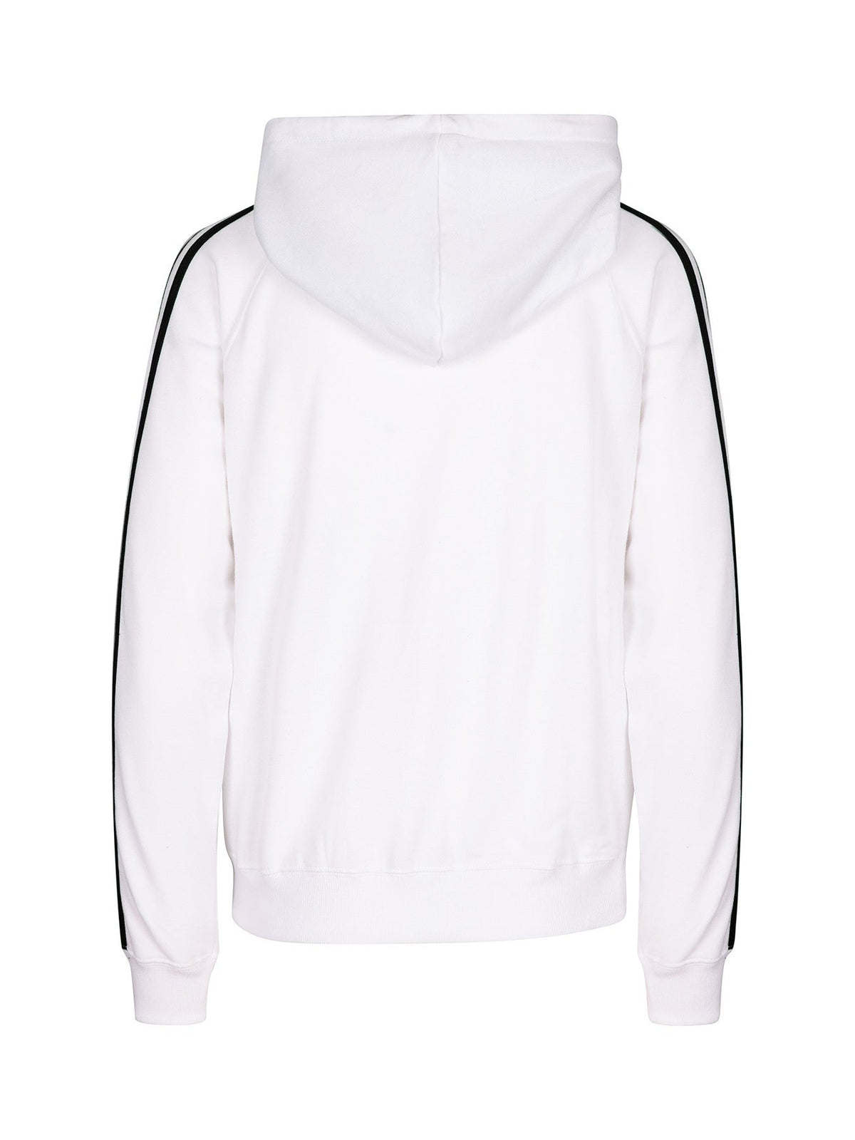 Womens/Junior stripe sleeves Hoodies - White/Black - Back