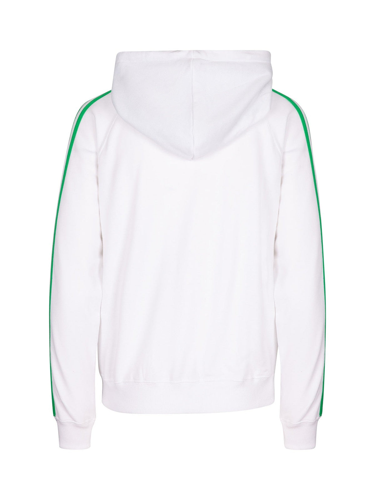 Womens/Junior stripe sleeves Hoodies - White/Emerald Green - Back