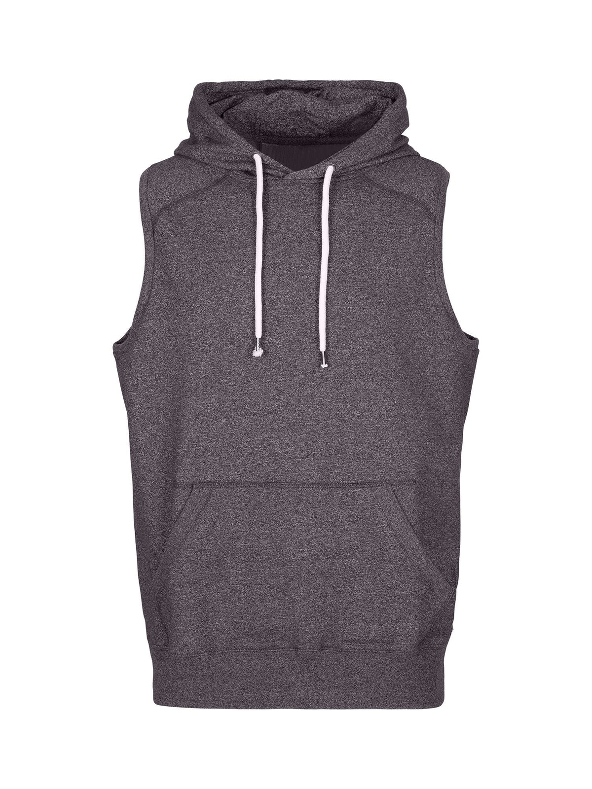 Men's Heather SLEEVELESS Hoodies - Greatness Range - Dark Heather - Front