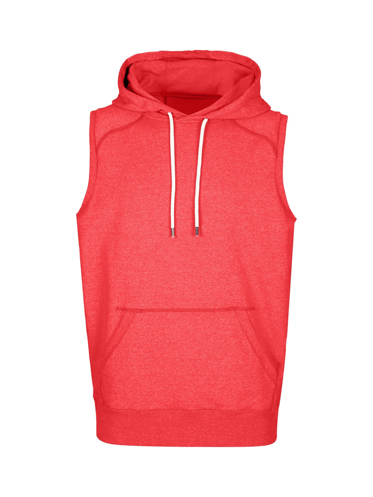 Men's Heather SLEEVELESS Hoodies - Greatness Range - Red Heather - Front