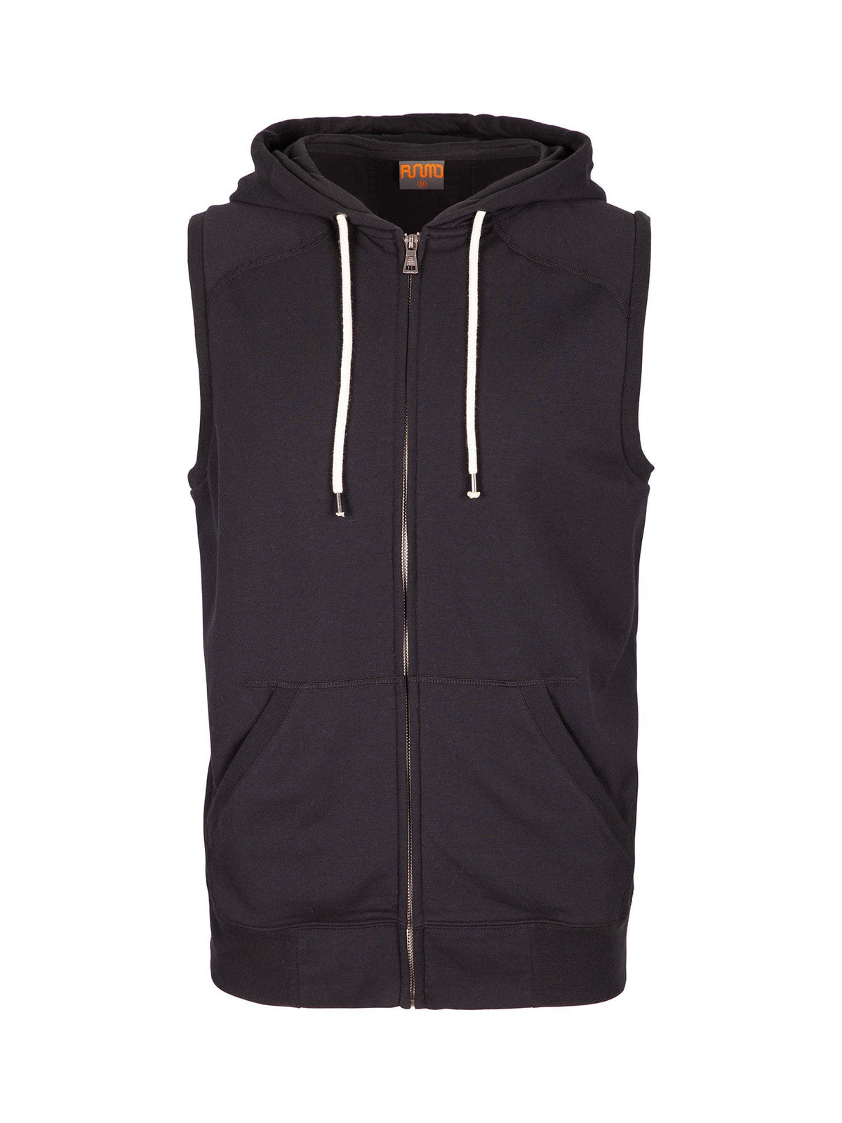 Mens Heather SLEEVELESS ZIP Hoodies - Greatness Range - Black - Front