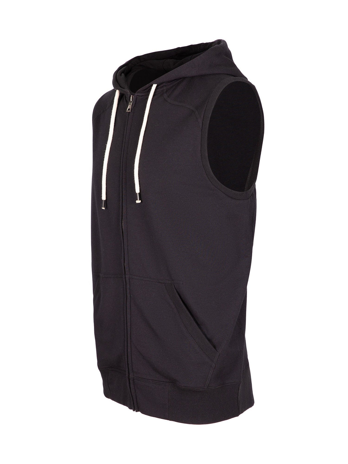 Mens Heather SLEEVELESS ZIP Hoodies - Greatness Range - Black - Side