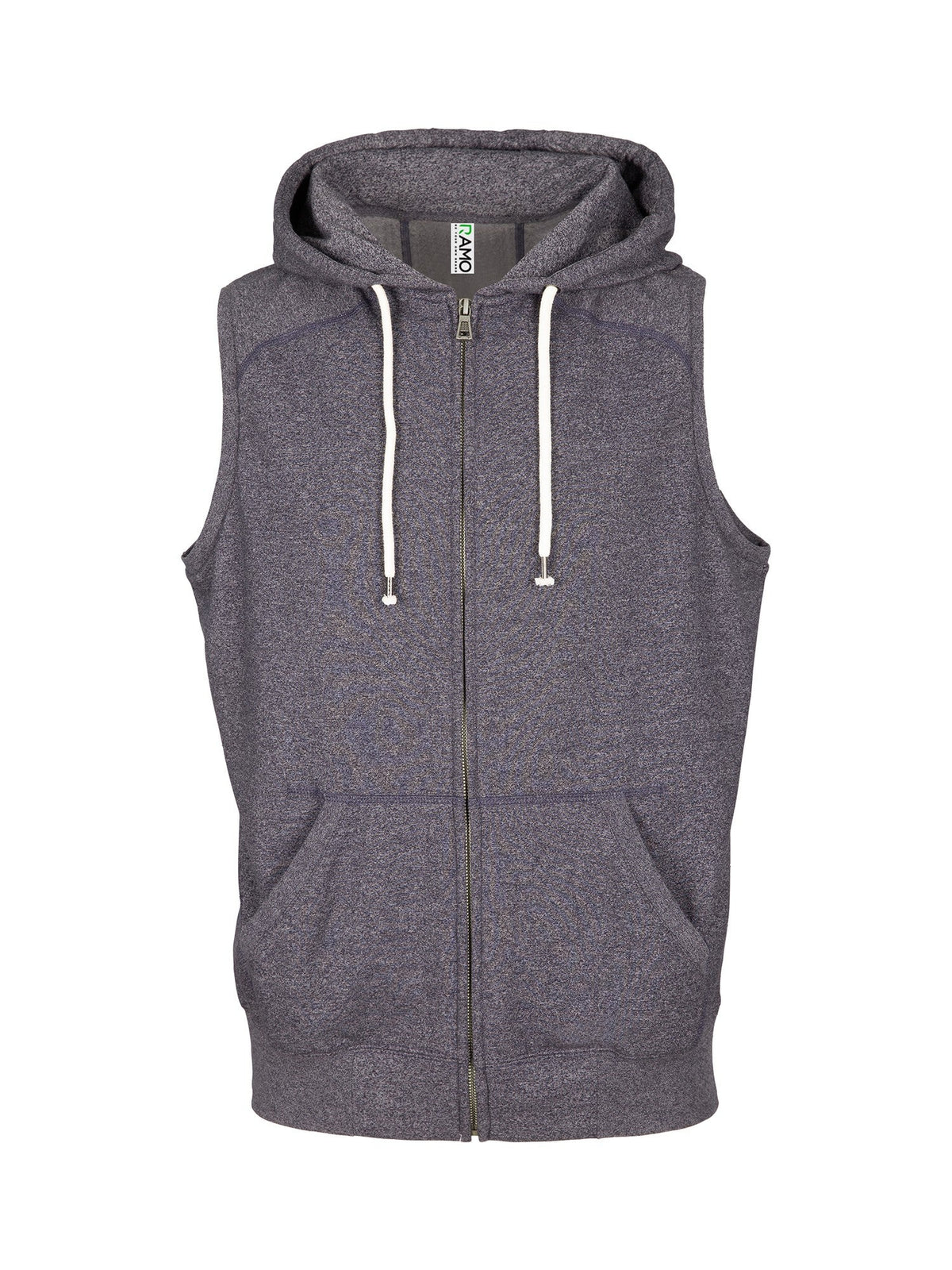 Mens Heather SLEEVELESS ZIP Hoodies - Greatness Range - Dark Heather - Front