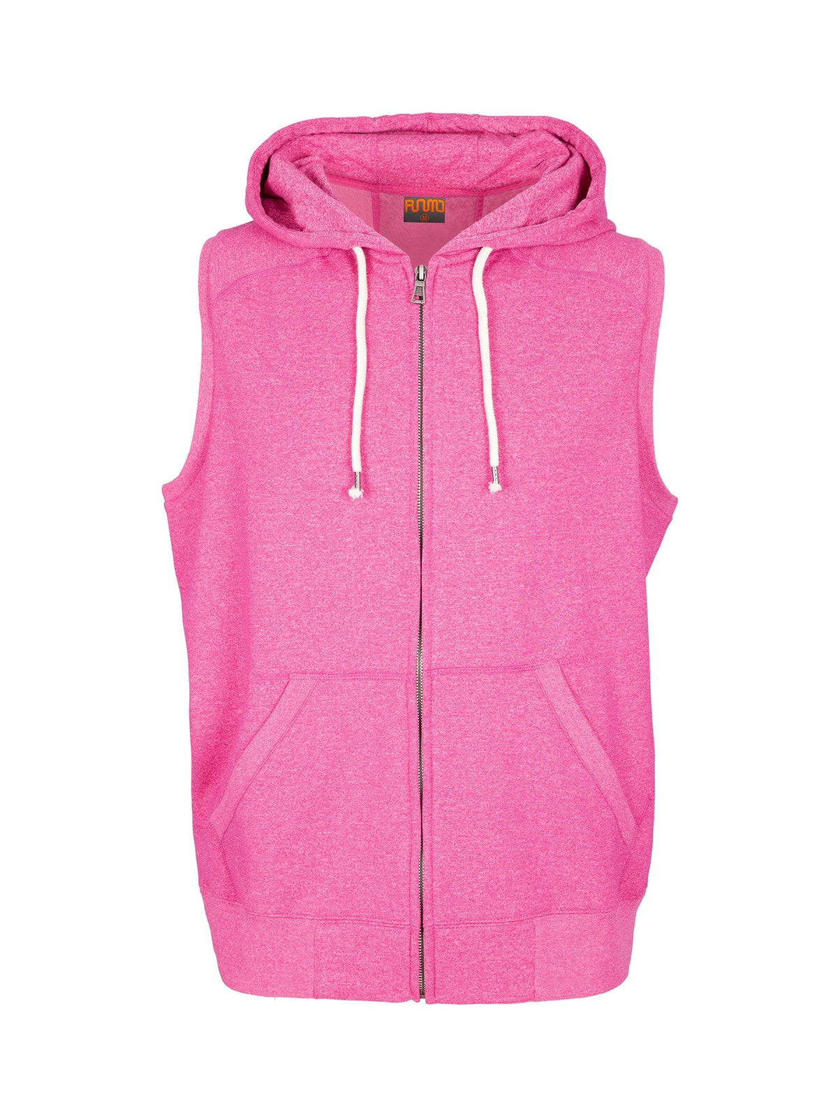 Mens Heather SLEEVELESS ZIP Hoodies - Greatness Range - Hot Pink Heather - Front