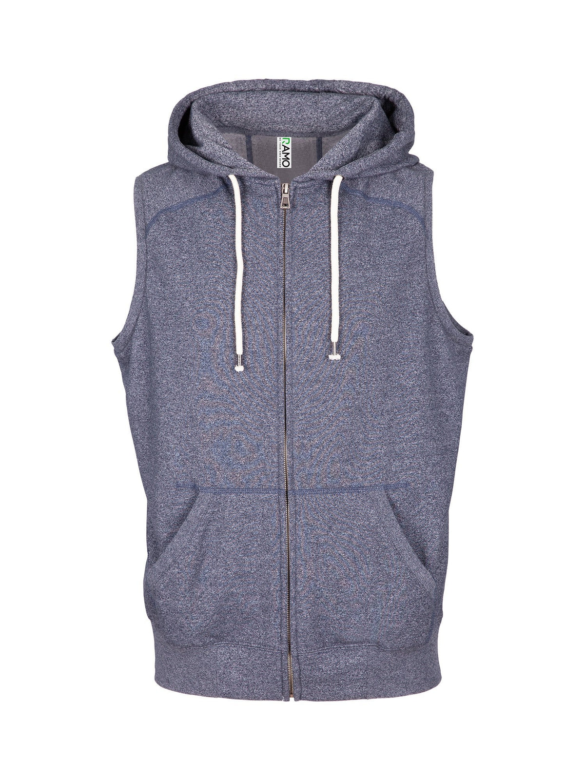 Mens Heather SLEEVELESS ZIP Hoodies - Greatness Range - Navy Heather - Front