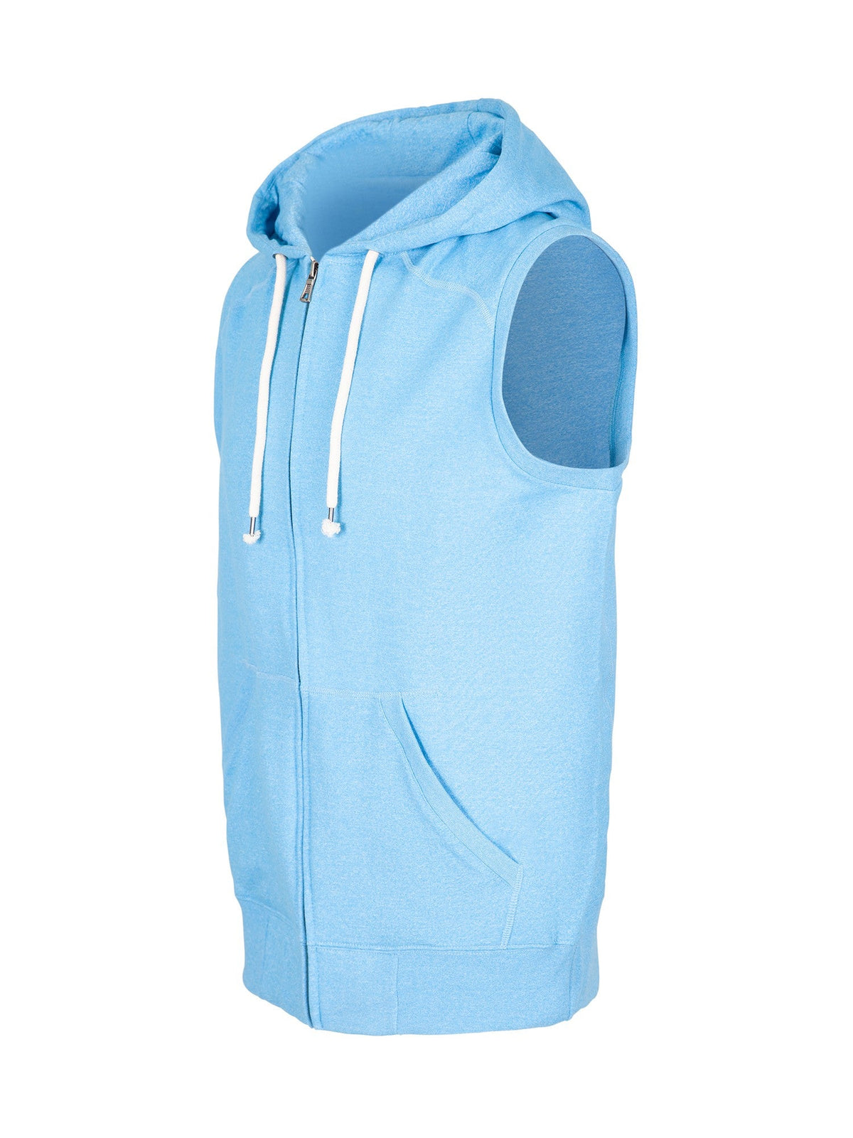 Mens Heather SLEEVELESS ZIP Hoodies - Greatness Range - Sapphire Heather - Side