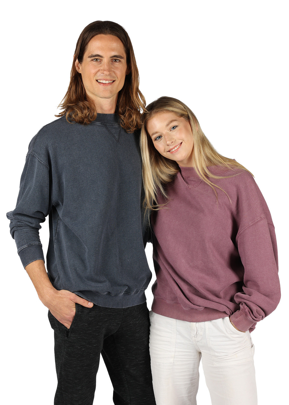 Unisex Stone Wash Sweatshirts - Black - View