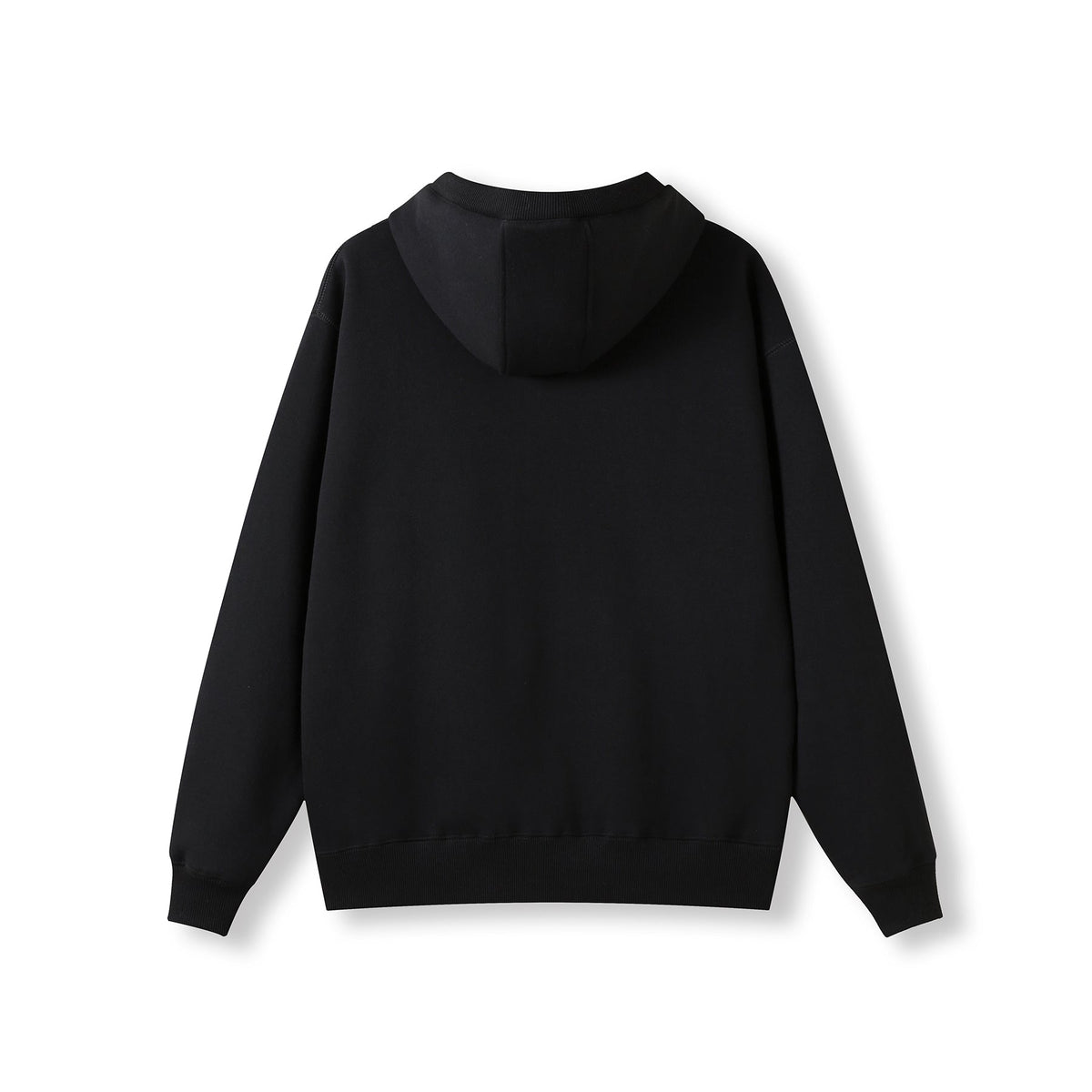 Mens Brushed Heavy  Fleece Hoodie - Black - Back