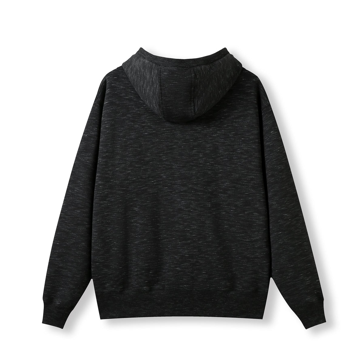 Mens Brushed Heavy  Fleece Hoodie - Black Marl - Back