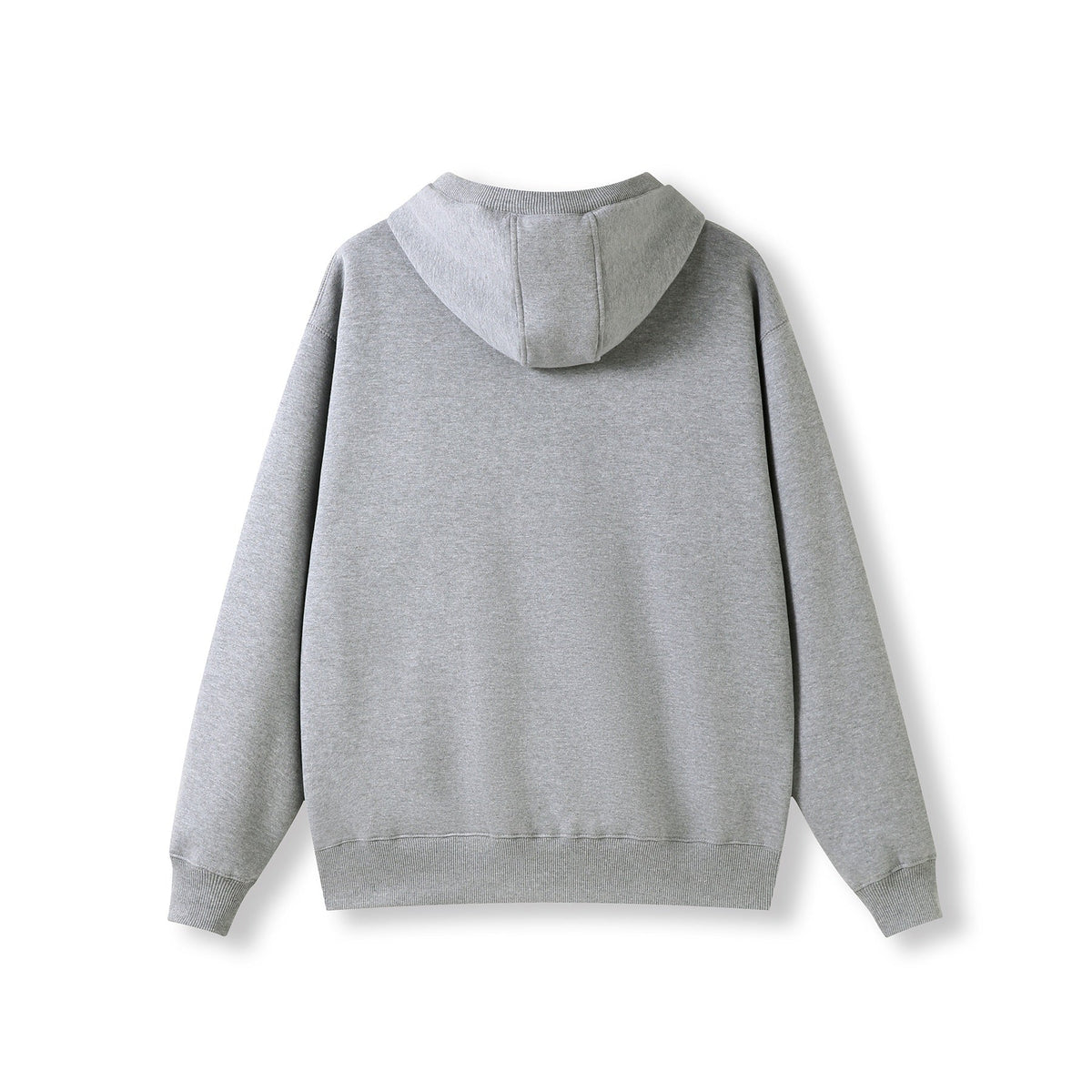 Mens Brushed Heavy  Fleece Hoodie - Grey Marl - Back