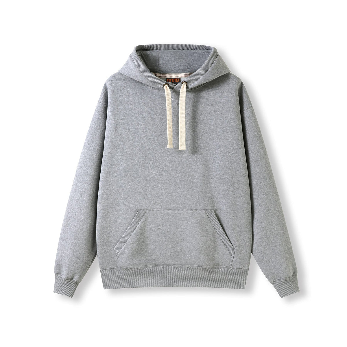 Mens Brushed Heavy  Fleece Hoodie - Grey Marl - Front