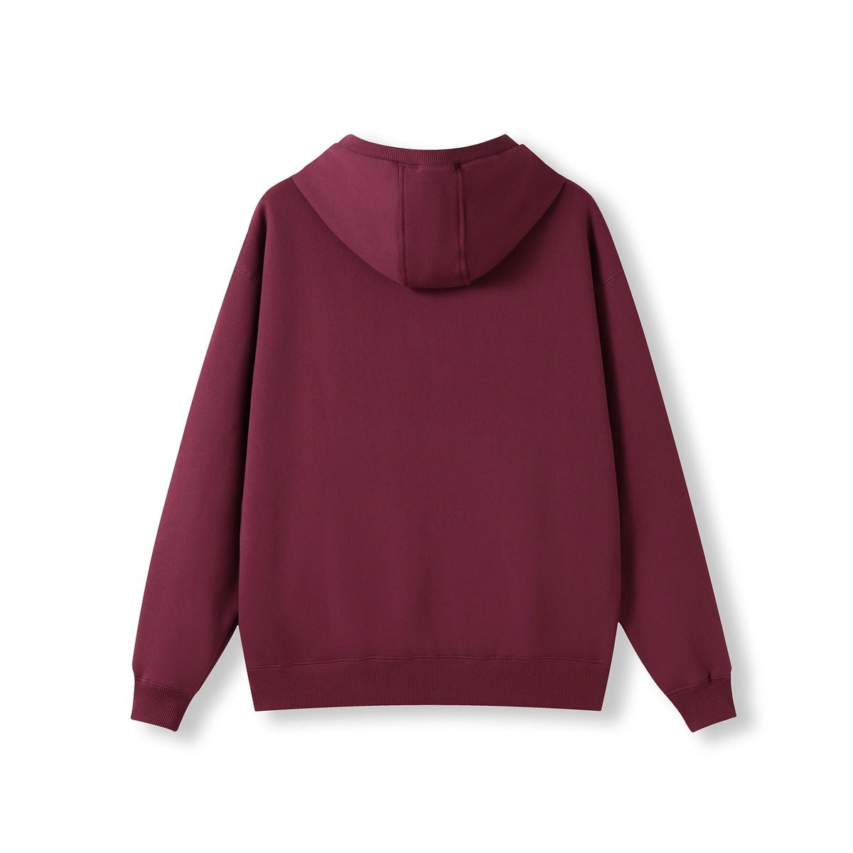 Mens Brushed Heavy  Fleece Hoodie - Maroon - Back