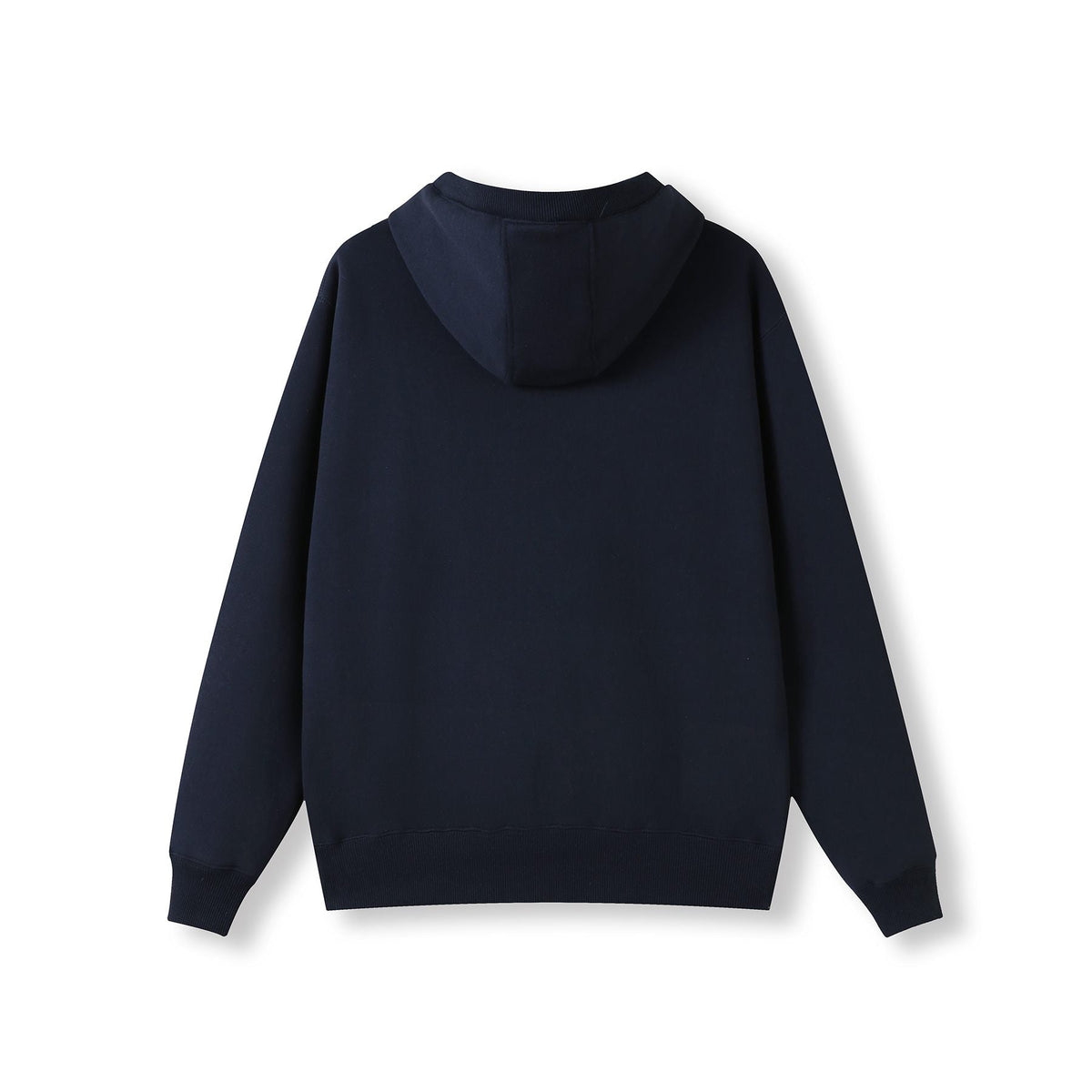 Mens Brushed Heavy  Fleece Hoodie - Navy Blue - Back