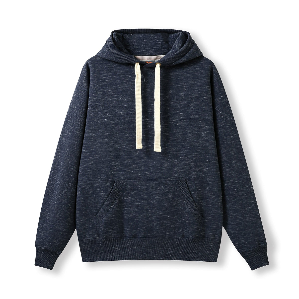 Mens Brushed Heavy  Fleece Hoodie - Navy Marl - Front