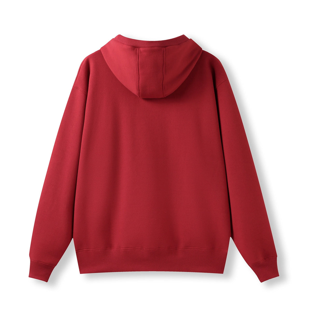Mens Brushed Heavy  Fleece Hoodie - Red - Back