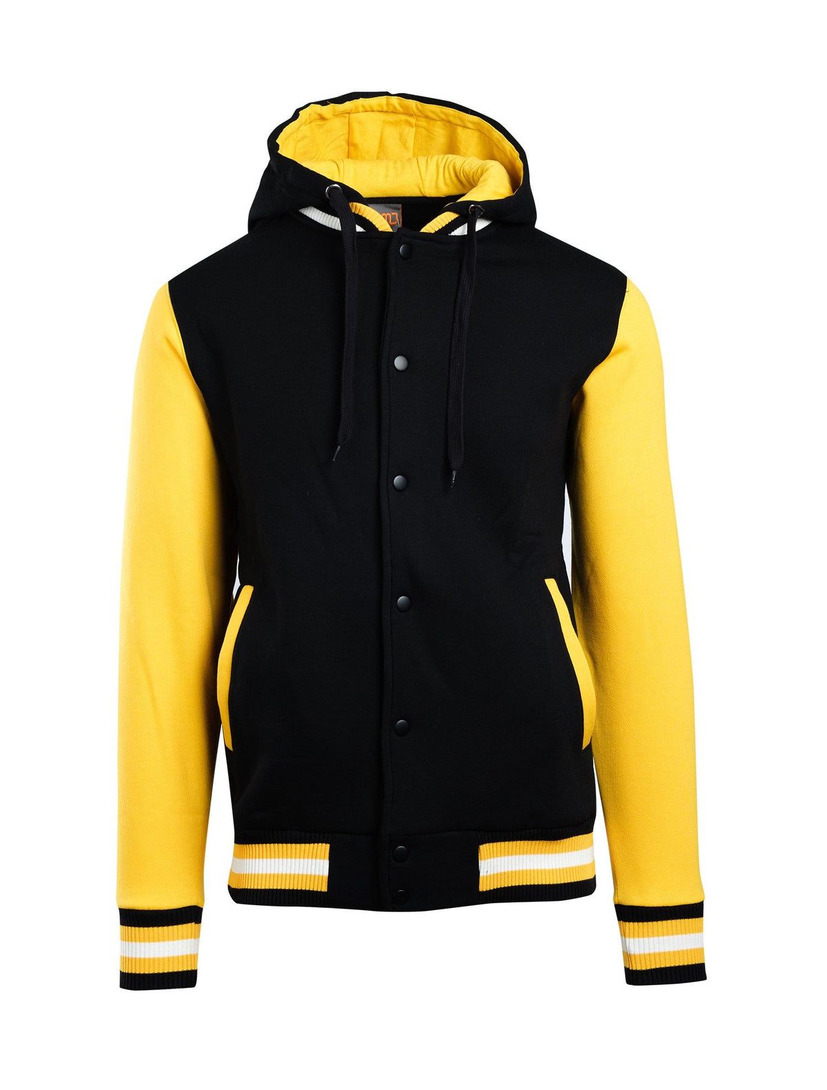 Men's Varsity Jacket & Hood - Black/Gold - Front