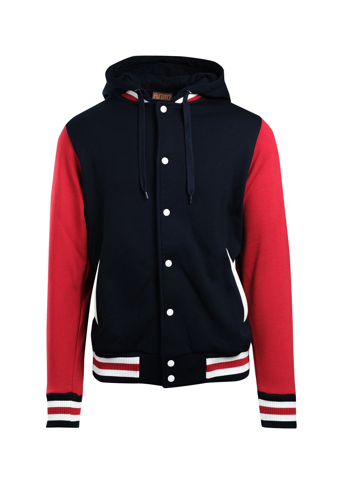 Men's Varsity Jacket & Hood - Navy/Red/White - Front
