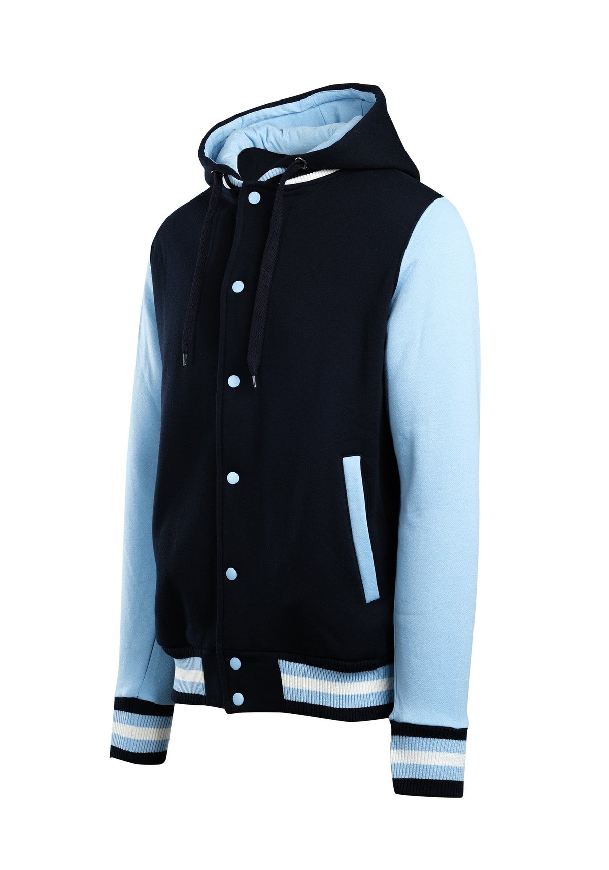 Men's Varsity Jacket & Hood - Navy/Sky - Side