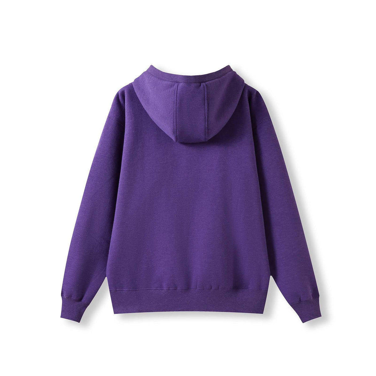 Mens Brushed Heavy Zip Fleece Hoodie - Grape Marl - Back