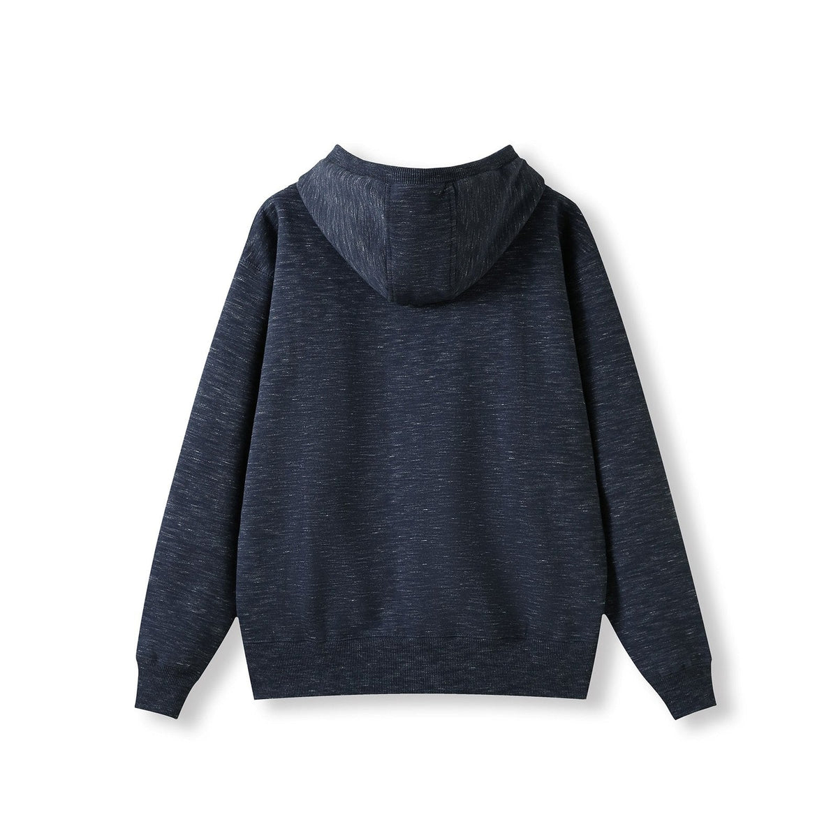 Mens Brushed Heavy Zip Fleece Hoodie - Navy Marl - Back