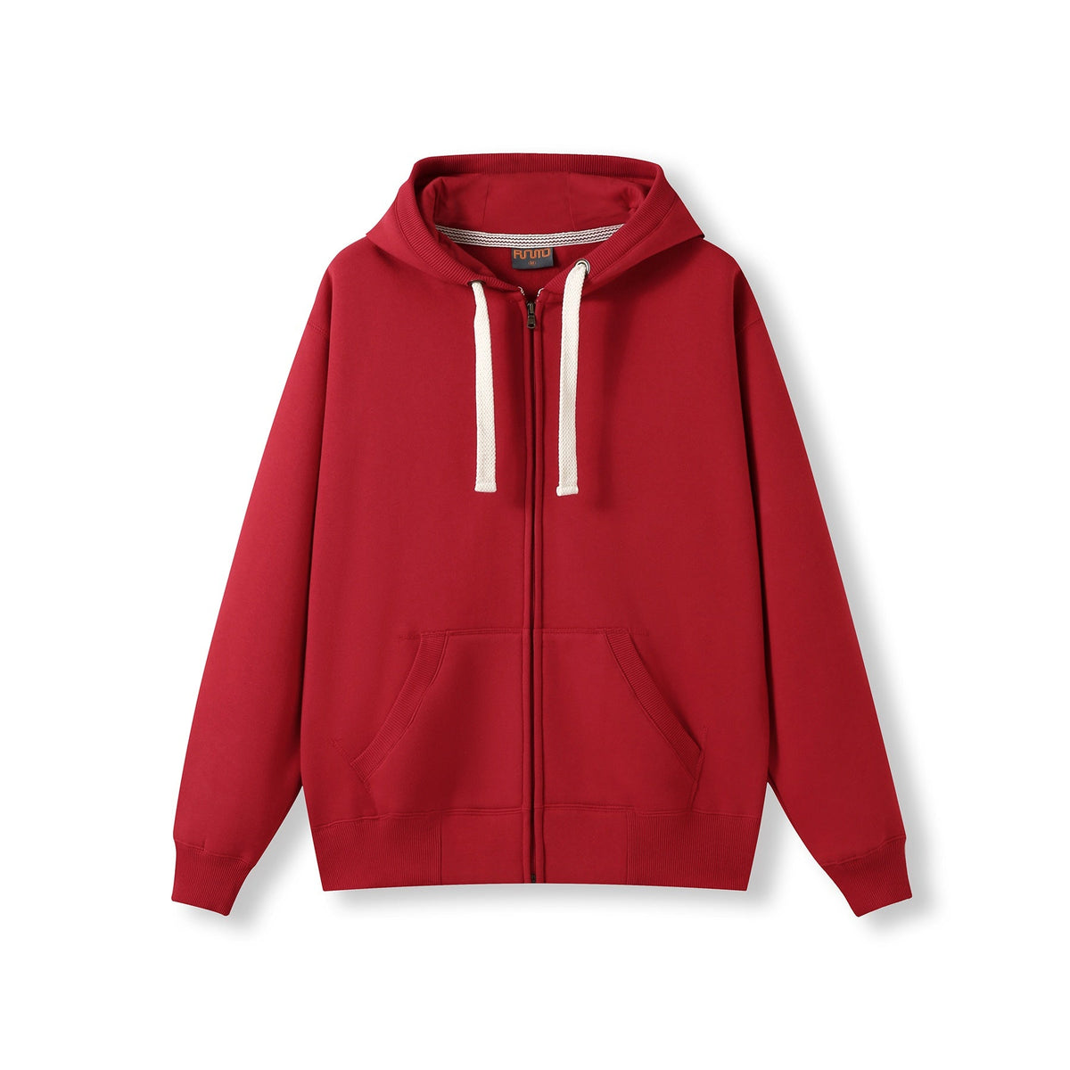 Mens Brushed Heavy Zip Fleece Hoodie - Red - Front