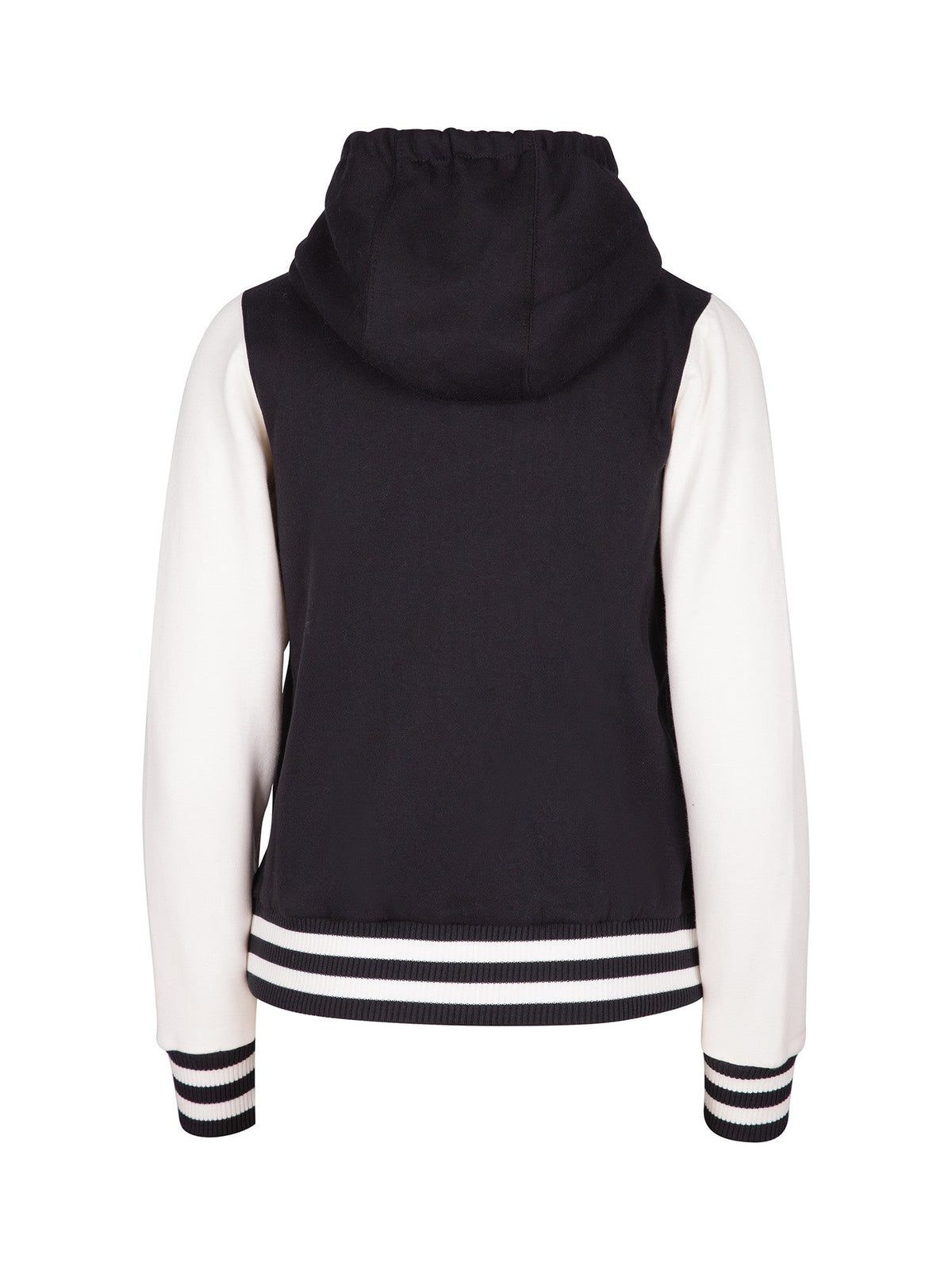 Womens Varsity Jacket & Hood - Black/White - Back