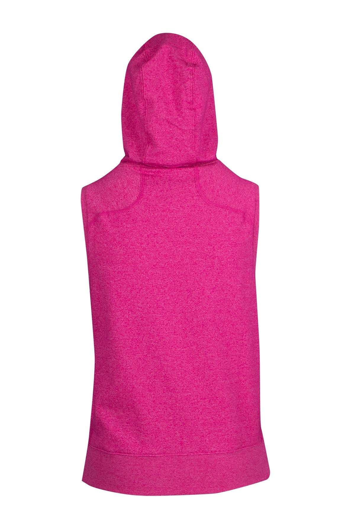 Womens/Junior Heather SLEEVELESS Hoodies - Greatness Range - Hot Pink Heather - Back