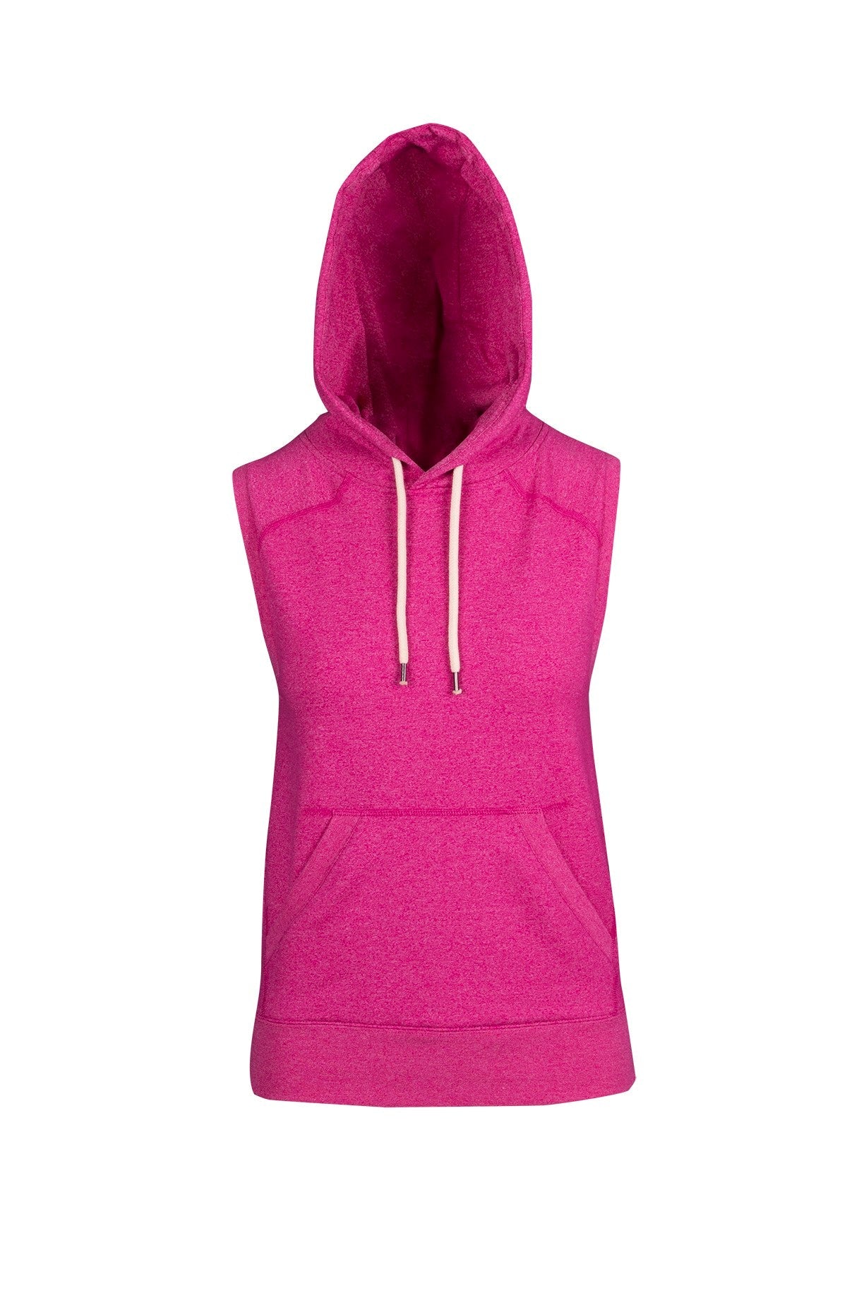 Womens/Junior Heather SLEEVELESS Hoodies - Greatness Range - Hot Pink Heather - Front