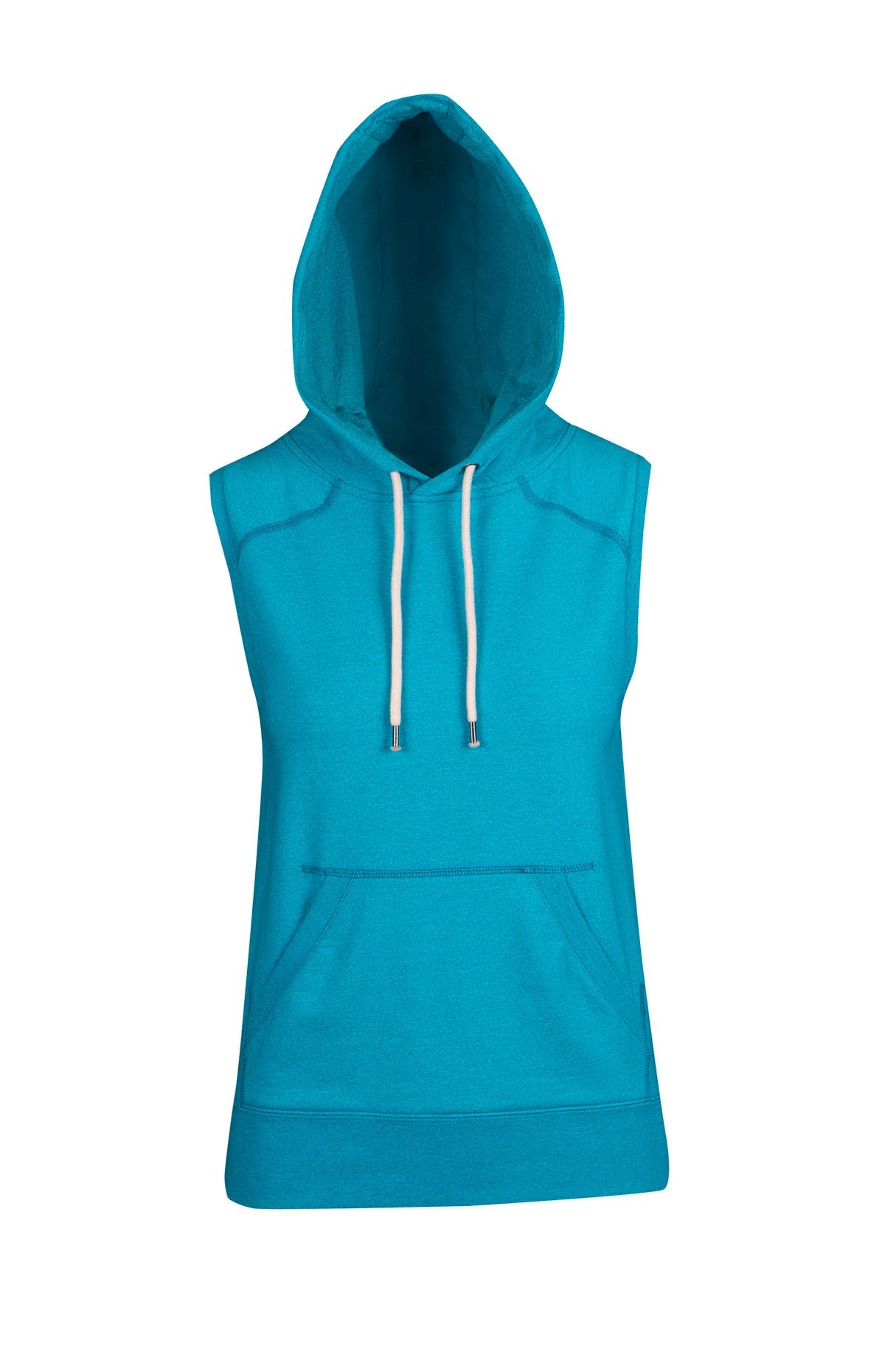 Womens/Junior Heather SLEEVELESS Hoodies - Greatness Range - Jade Heather - Front