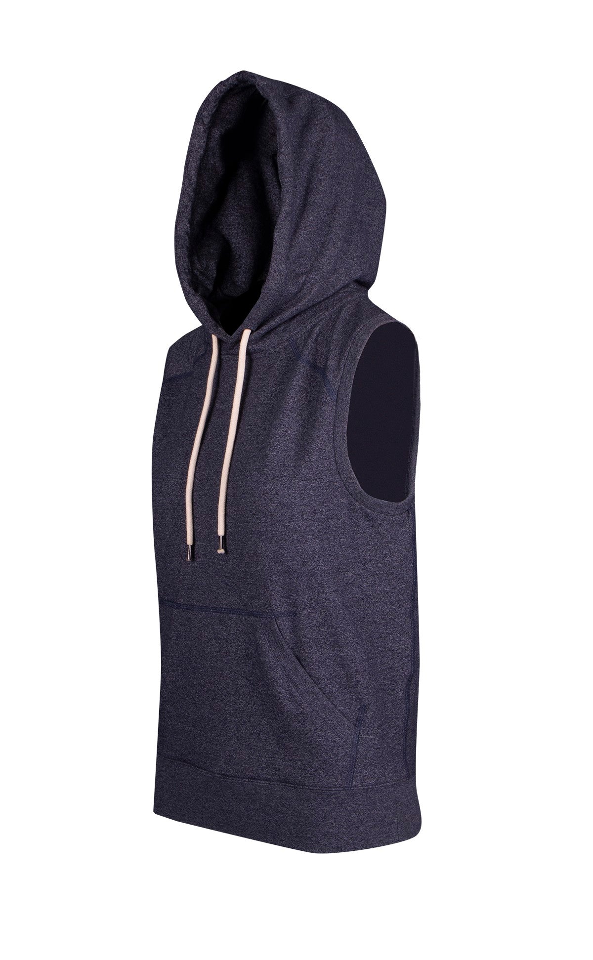Womens/Junior Heather SLEEVELESS Hoodies - Greatness Range - Dark Heather - Side