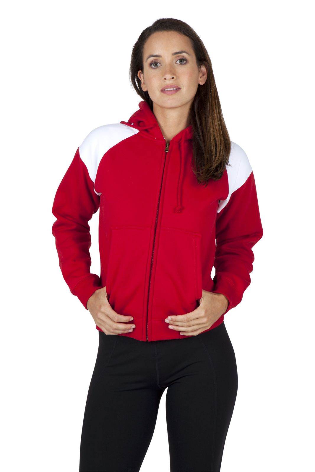 Womens/Juniors Shoulder Contrast  ZIP Hoodie - view