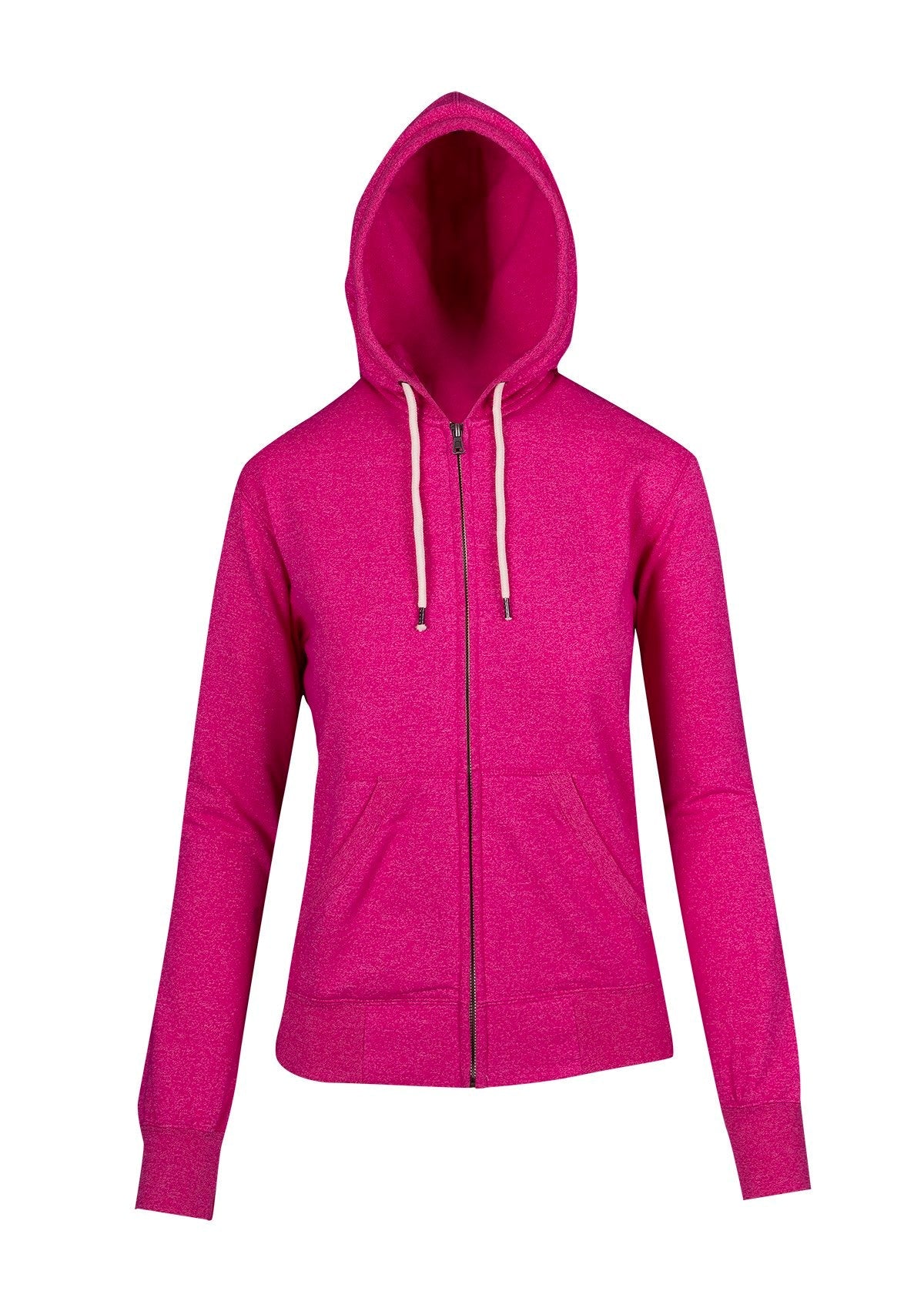 Womens/Junior Greatness Heather Zip Hoodie - Hot Pink Heather - Front