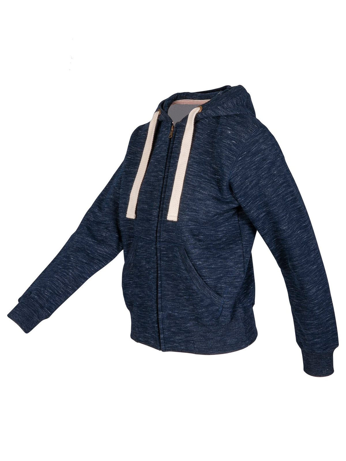 Womens/Junior Heavy Zip Fleece Hoodie - Navy Marl - Side