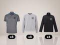 Winter Crew Pack deal: 8 polos + 8 crew sweats + 4 jackets with your logo (illustrative)