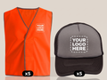 Site Visitor Pack deal: 5 hi-vis vests + 5 caps with your logo (illustrative)