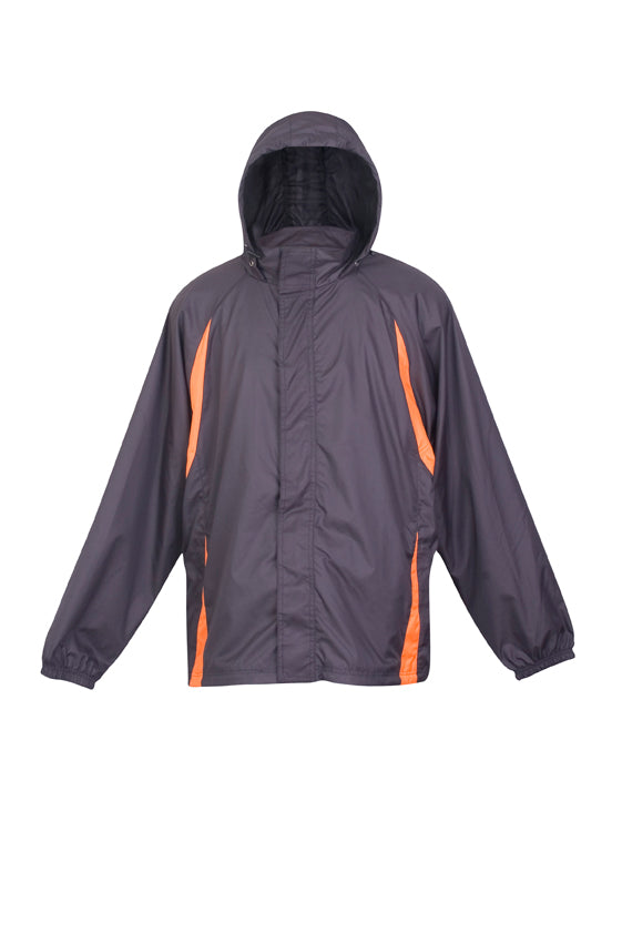 Mens Shower Proof Sportech Nylon Jacket - Charcoal/Orange - Front