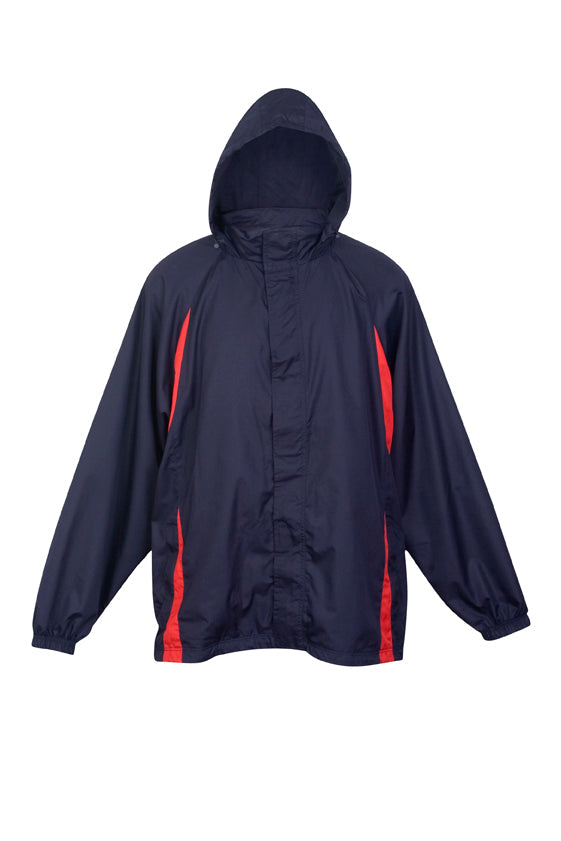 Mens Shower Proof Sportech Nylon Jacket - Navy/Red - Front