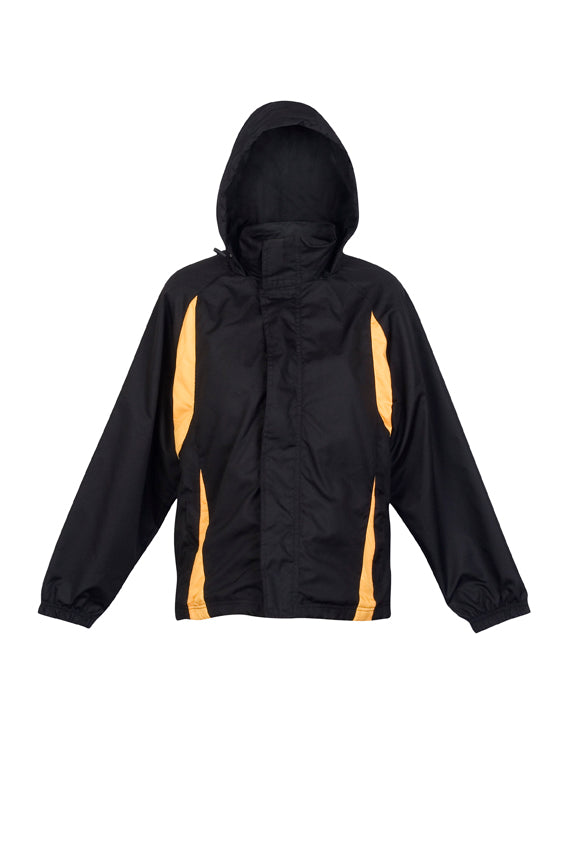 Womens/Junior Shower  Proof Sportech Nylon Jacket - Black/Gold - Front
