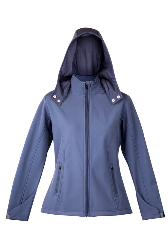 Womens Soft Shell HOODED Jacket - TEMPEST Range - Charcoal - Front