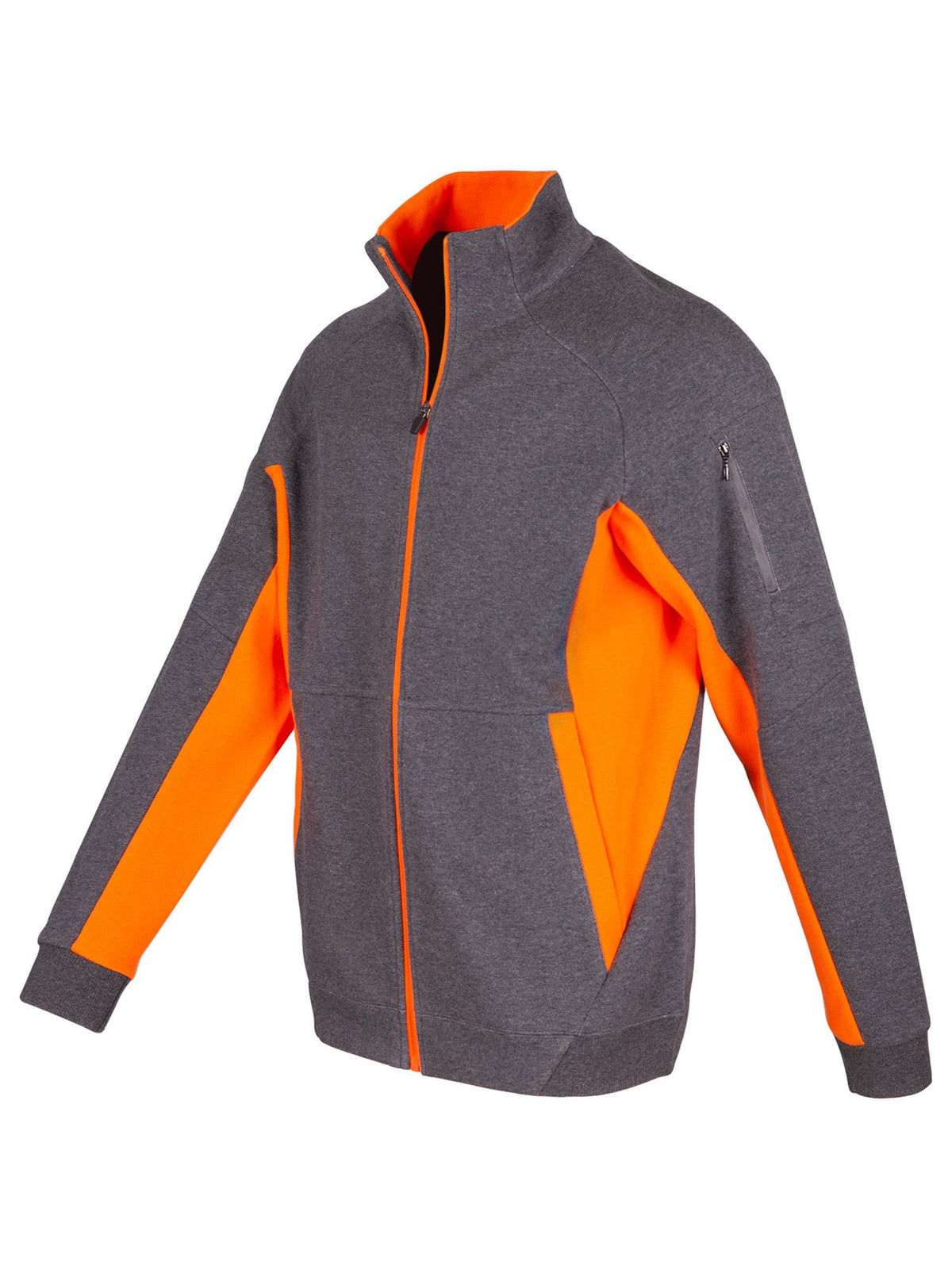 Mens' Icon Jacket - 420 gsm - Dark Marl/Orange - Side