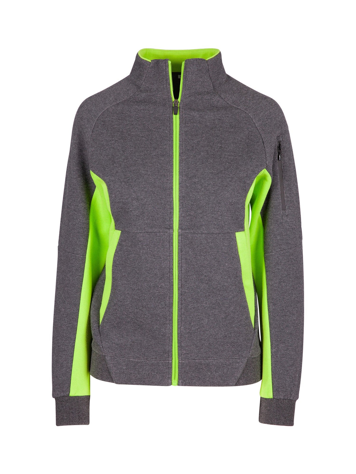 Womens' Icon Jacket - 420 gsm - Dark Marl/Lime - Front