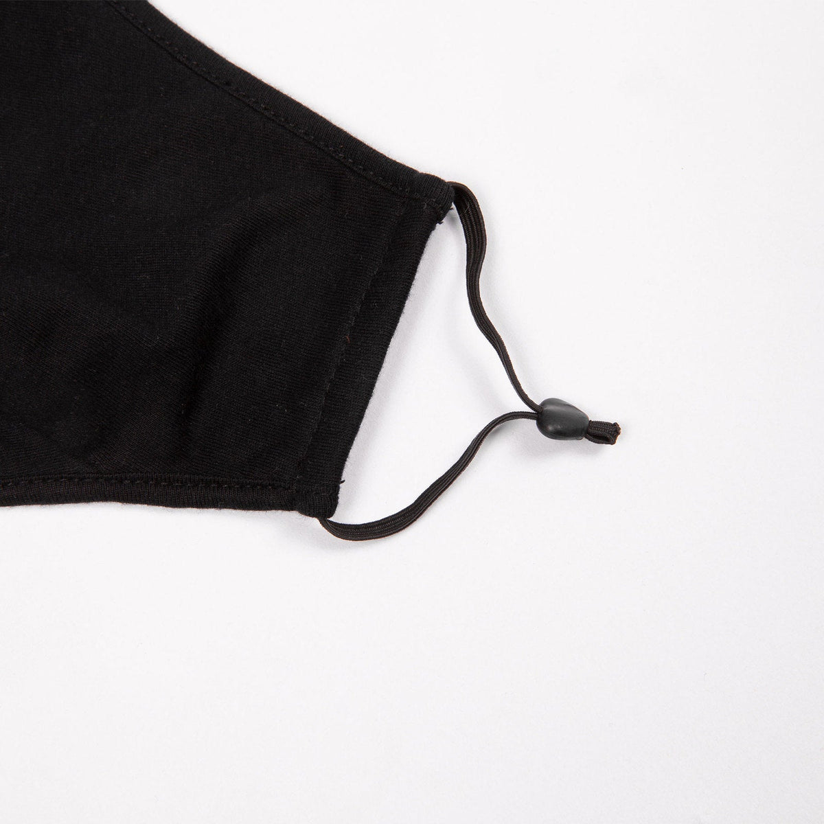 100% One Piece Cotton Face Masks With Adjustable toggle - Black - Back