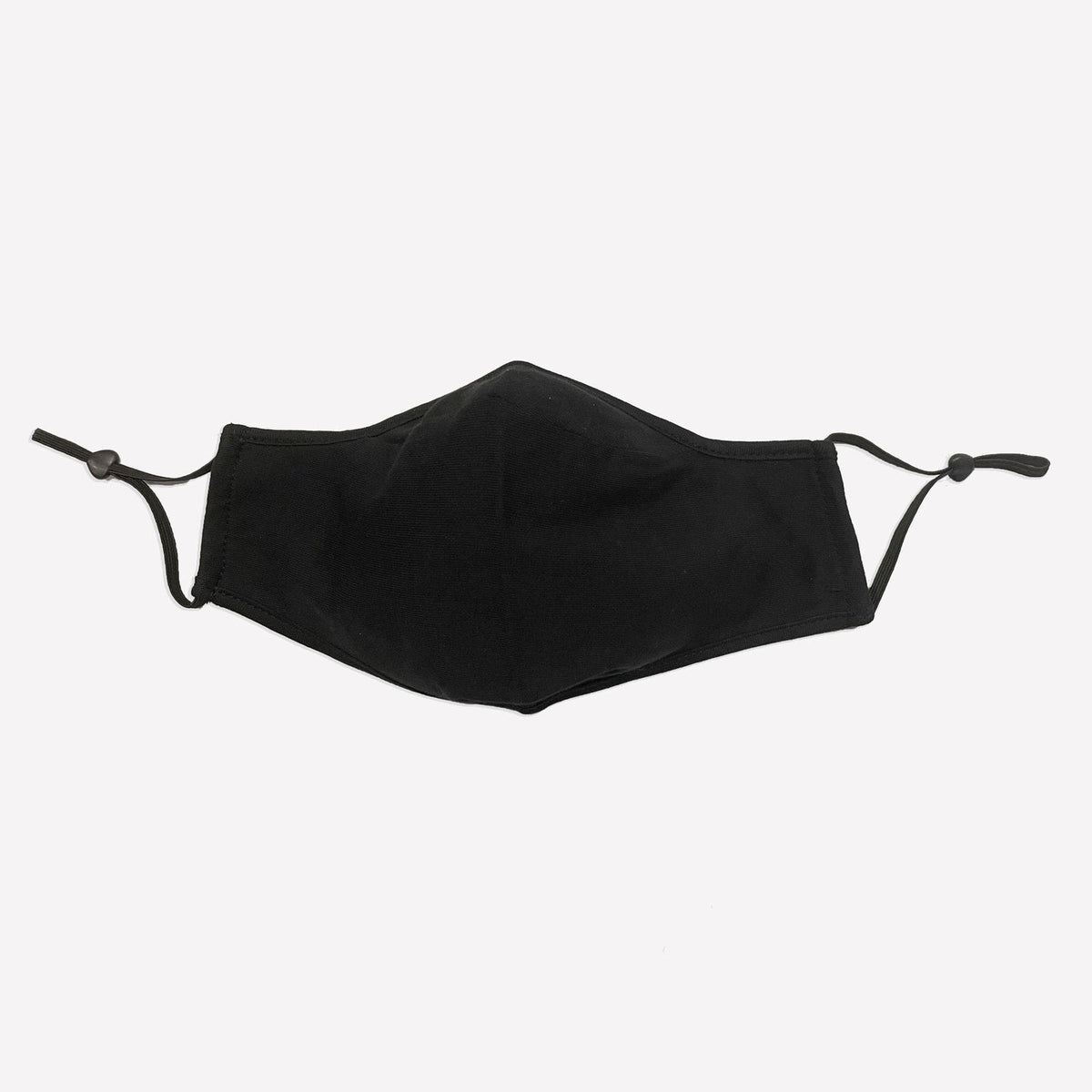 Adult 3 Layer One Piece Face Masks with Adjustable toggle - Black - Front