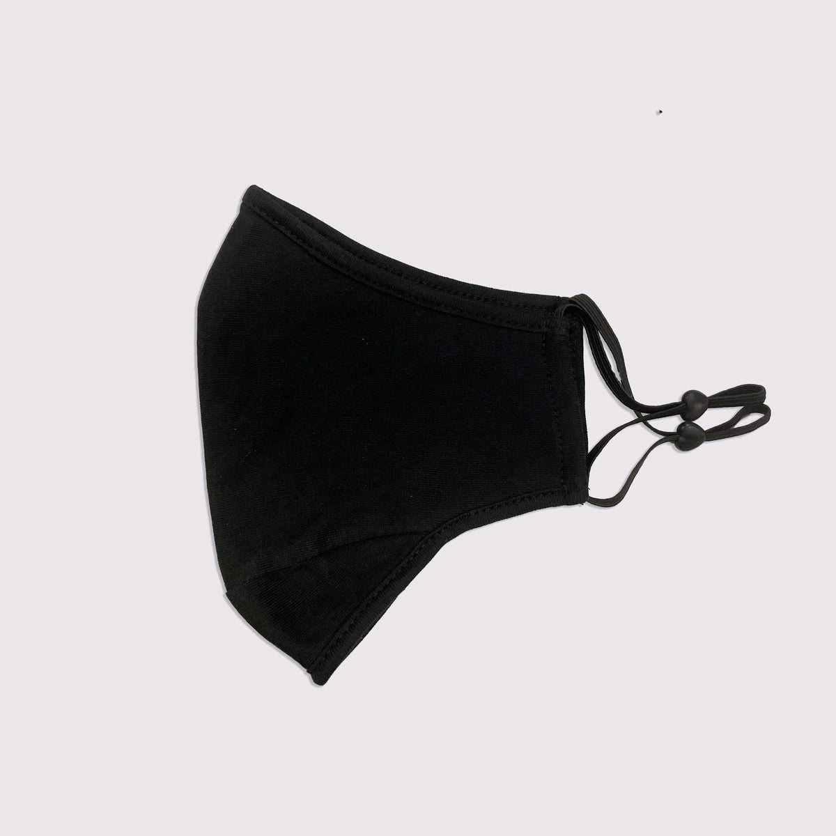 Adult 3 Layer One Piece Face Masks with Adjustable toggle - Black - Side