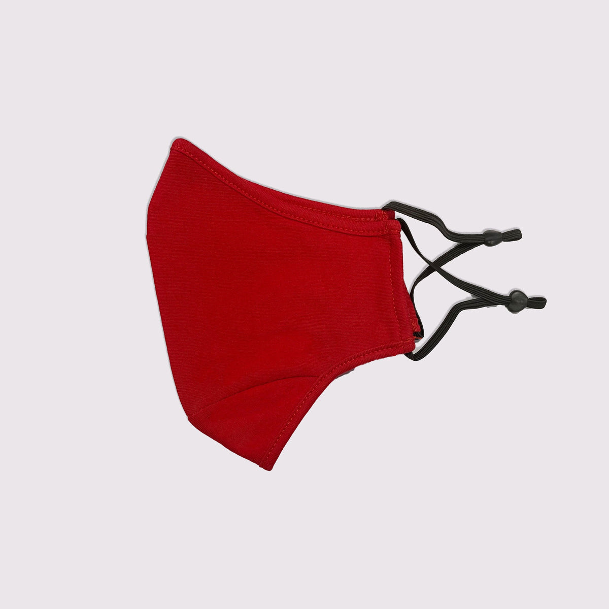 Adult 3 Layer One Piece Face Masks with Adjustable toggle - Red - Side