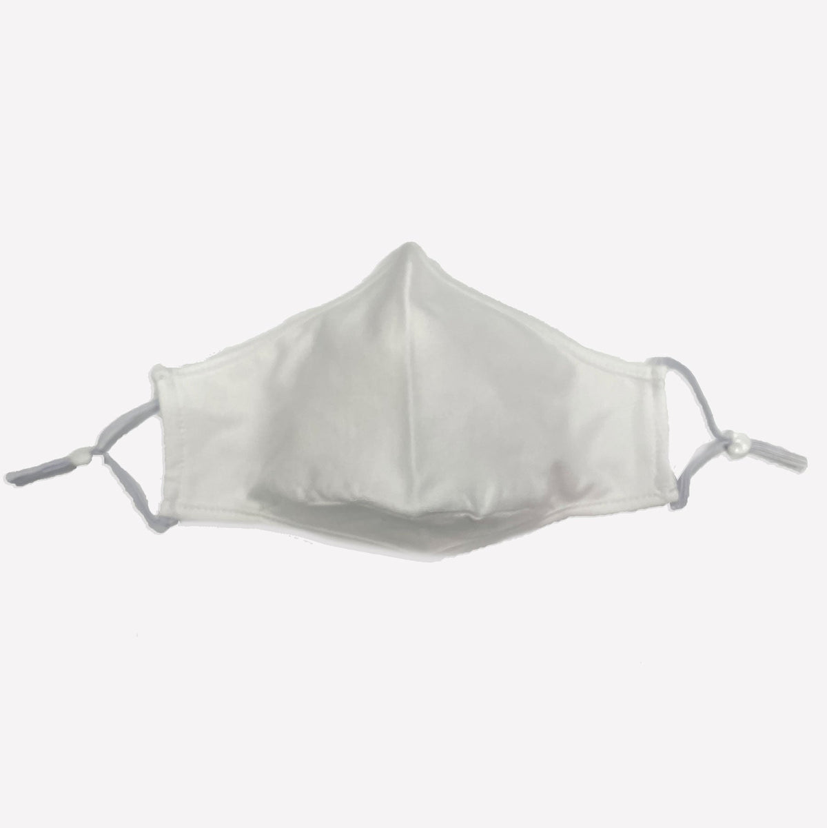 100% One Piece Cotton Face Masks With Adjustable toggle - White - Front